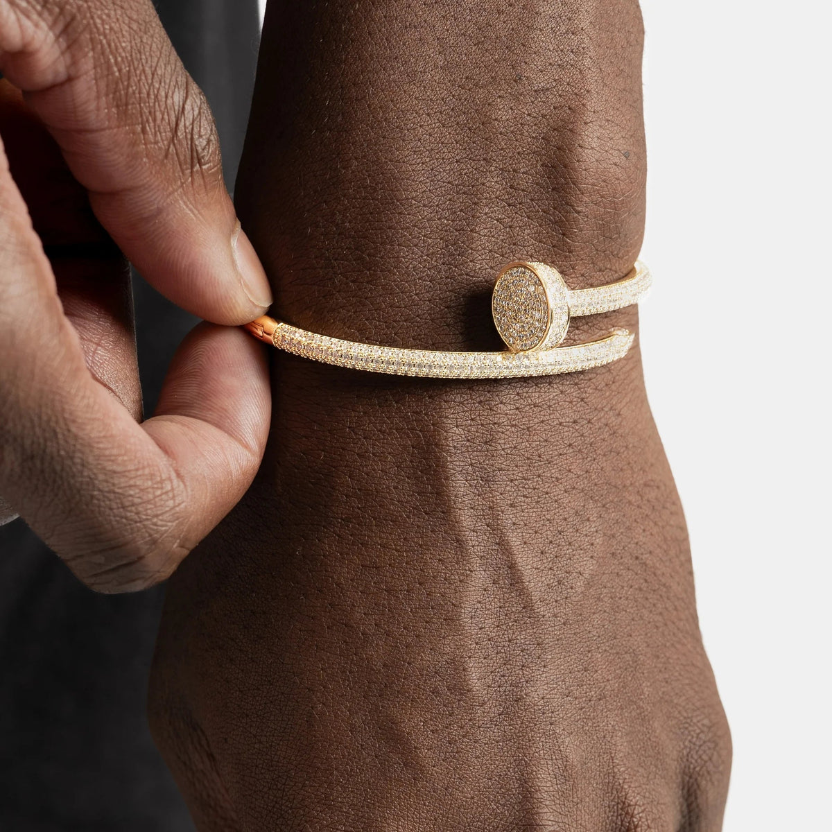 Fully Iced Nail Bracelet (Gold) image 0
