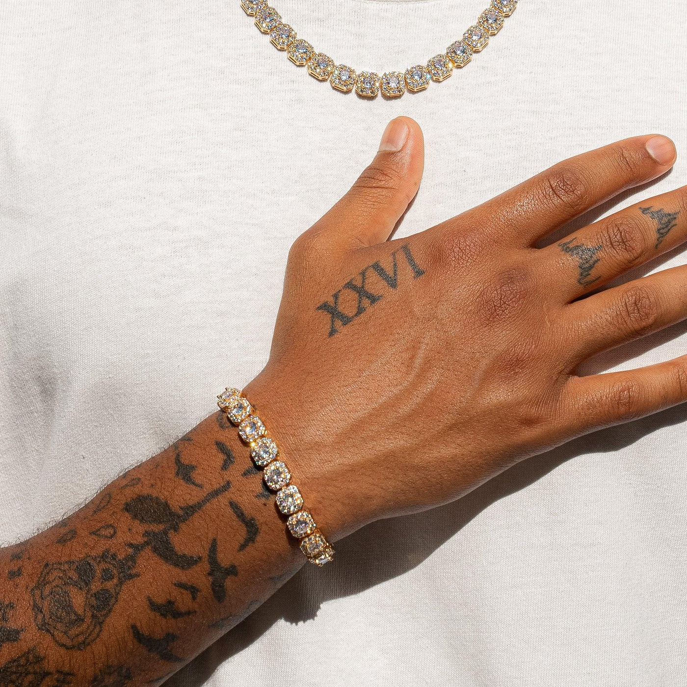 Clustered Tennis Bracelet Gold