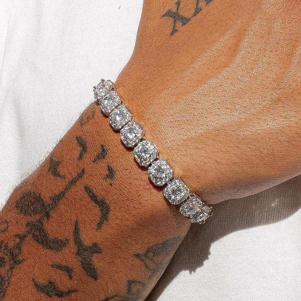 Clustered Tennis Bracelet White Gold