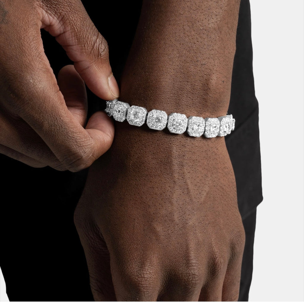 Clustered Tennis Bracelet White Gold image 3