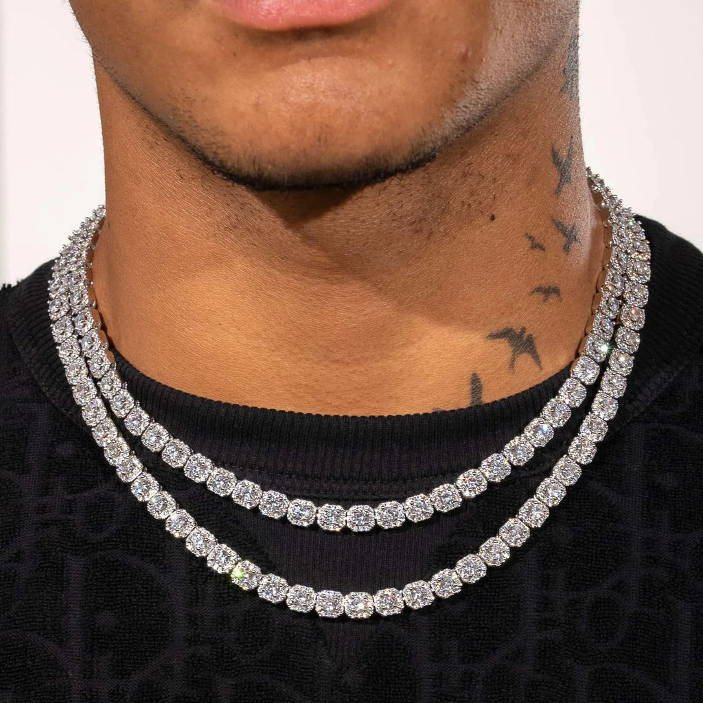 Clustered Tennis Chain (White Gold) image 0