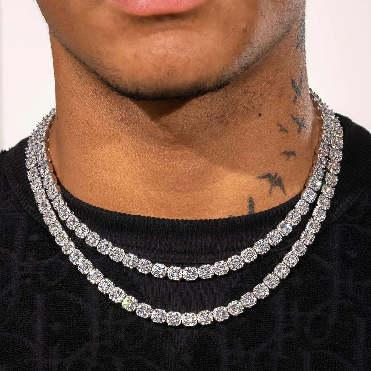 Clustered Tennis Chain (White Gold) image 0