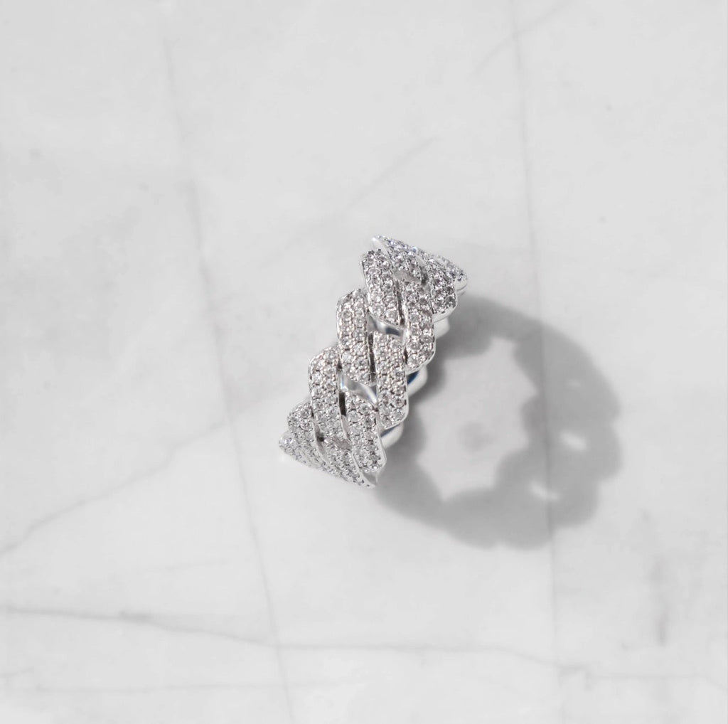 Prong Cuban Ring (White Gold) image 4