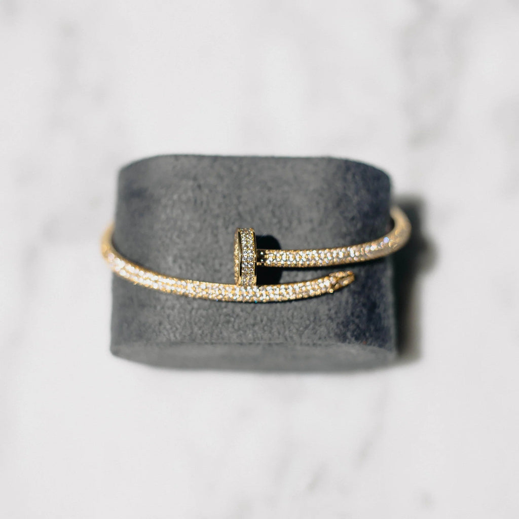 Fully Iced Nail Bracelet (Gold) image 2