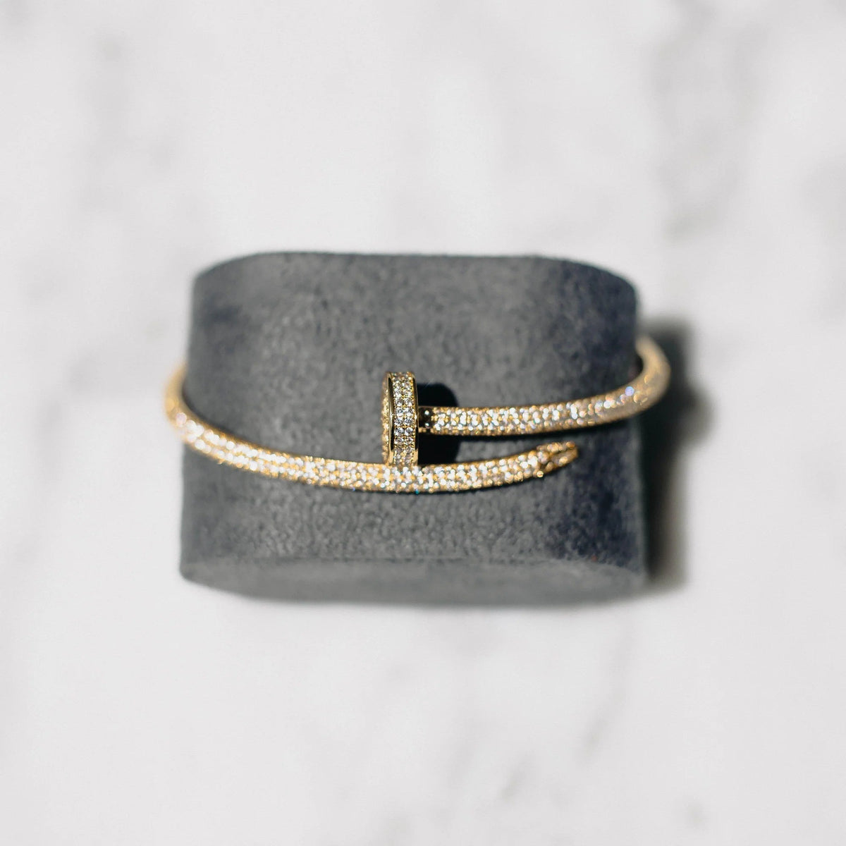 Fully Iced Nail Bracelet (Gold) image 2