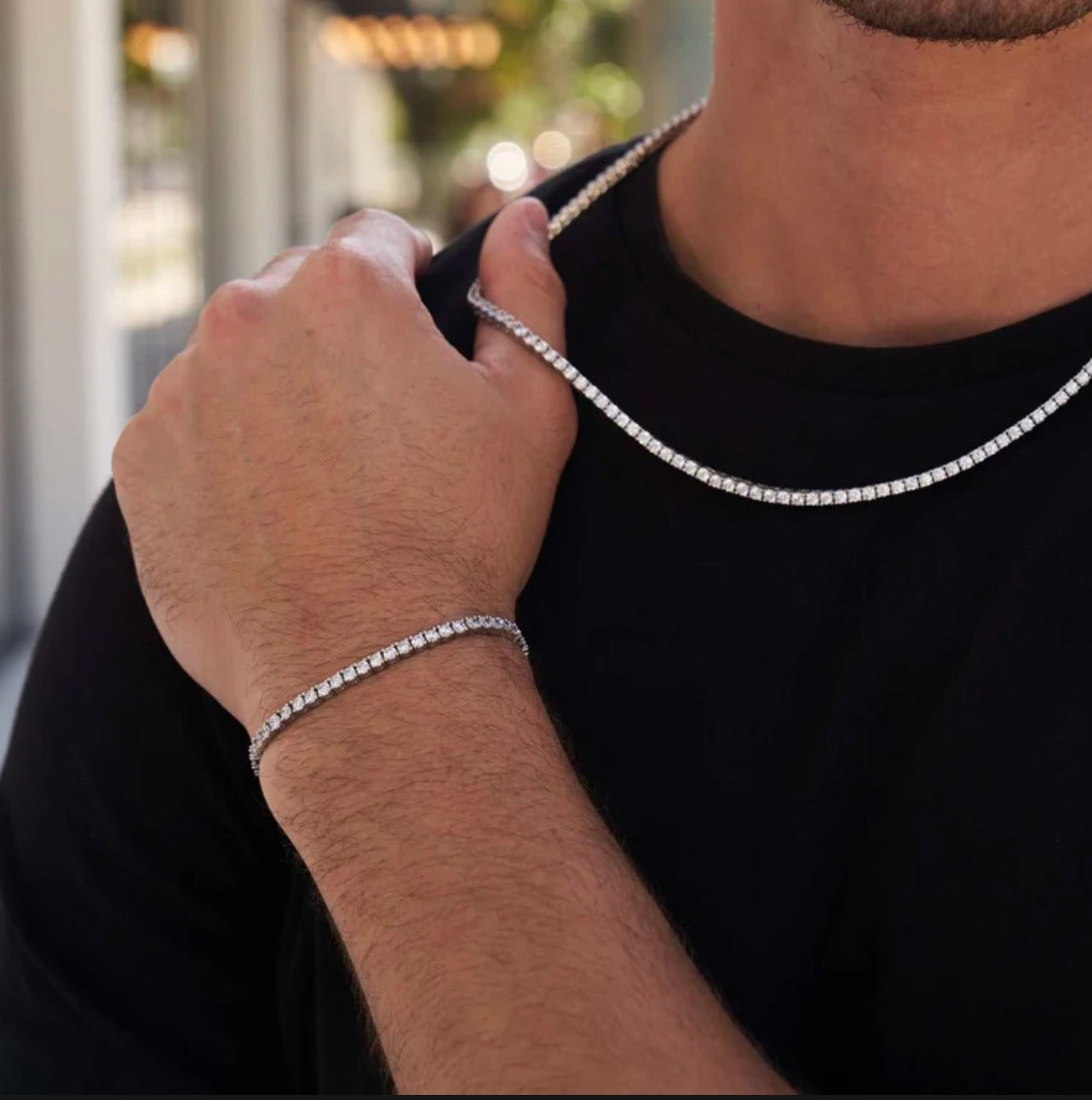 Iced Out Tennis Chain and Bracelet Bundle