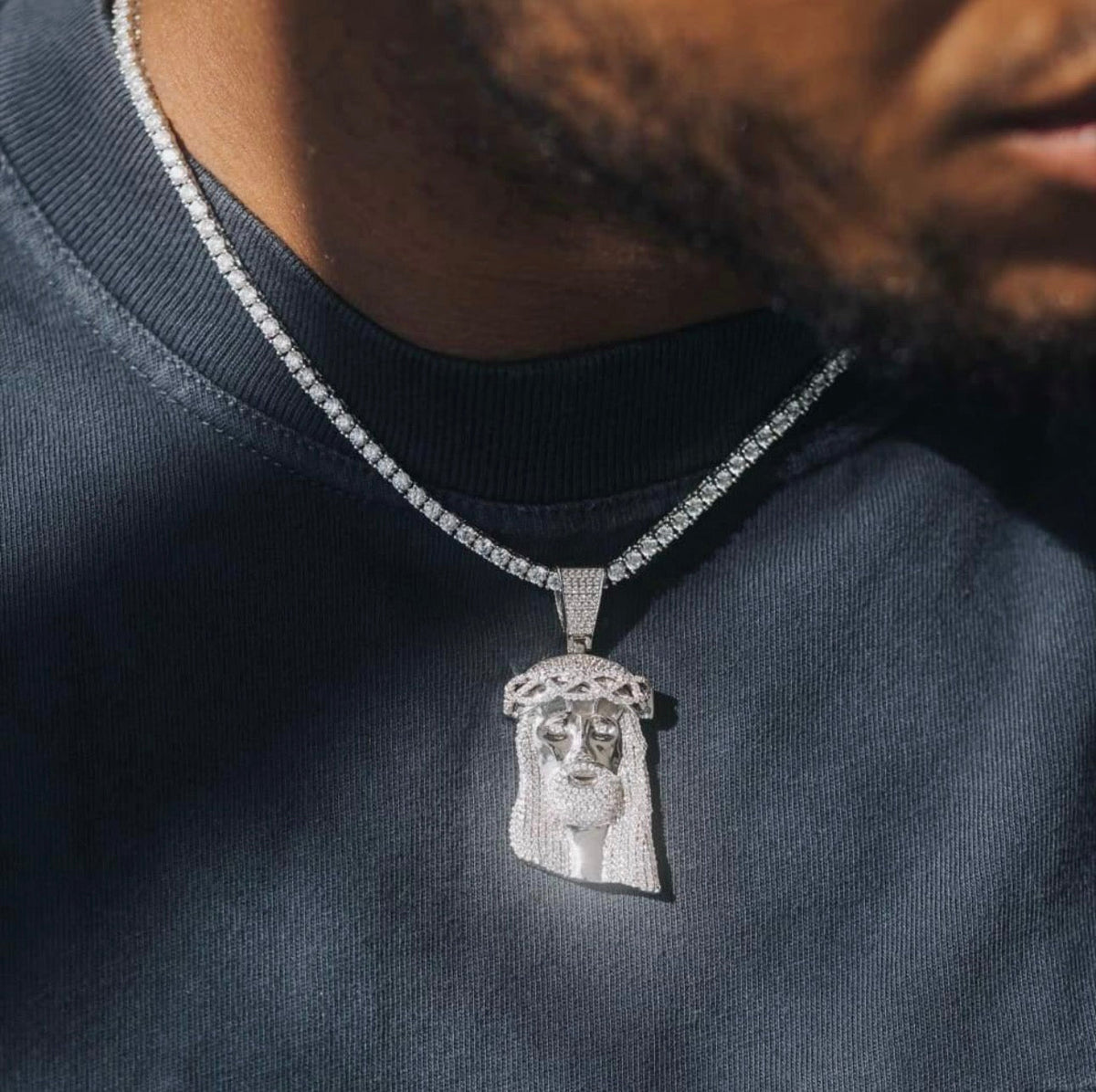 White Gold Jesus Piece Pendant image 4