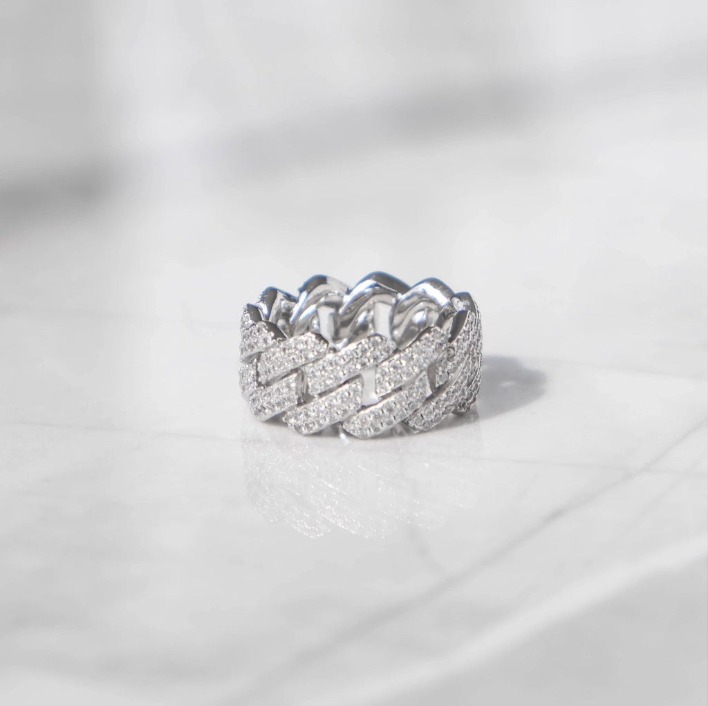 Prong Cuban Ring (White Gold) image 2