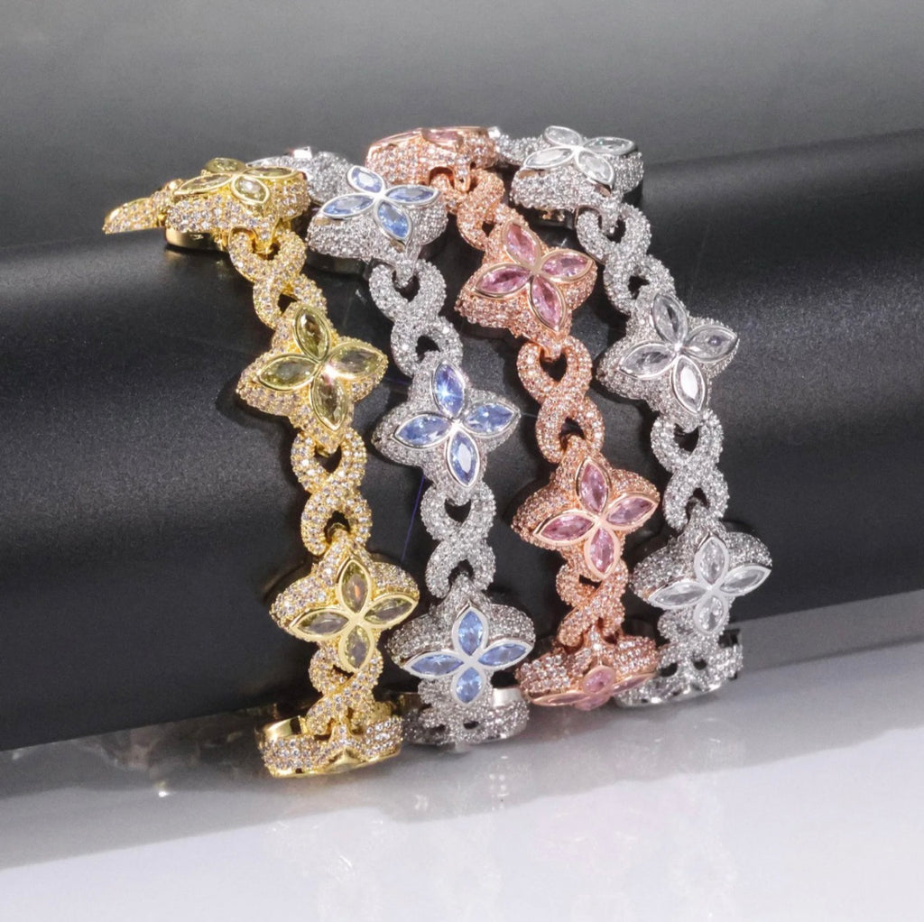 Iced Out Four Clover Bracelet
