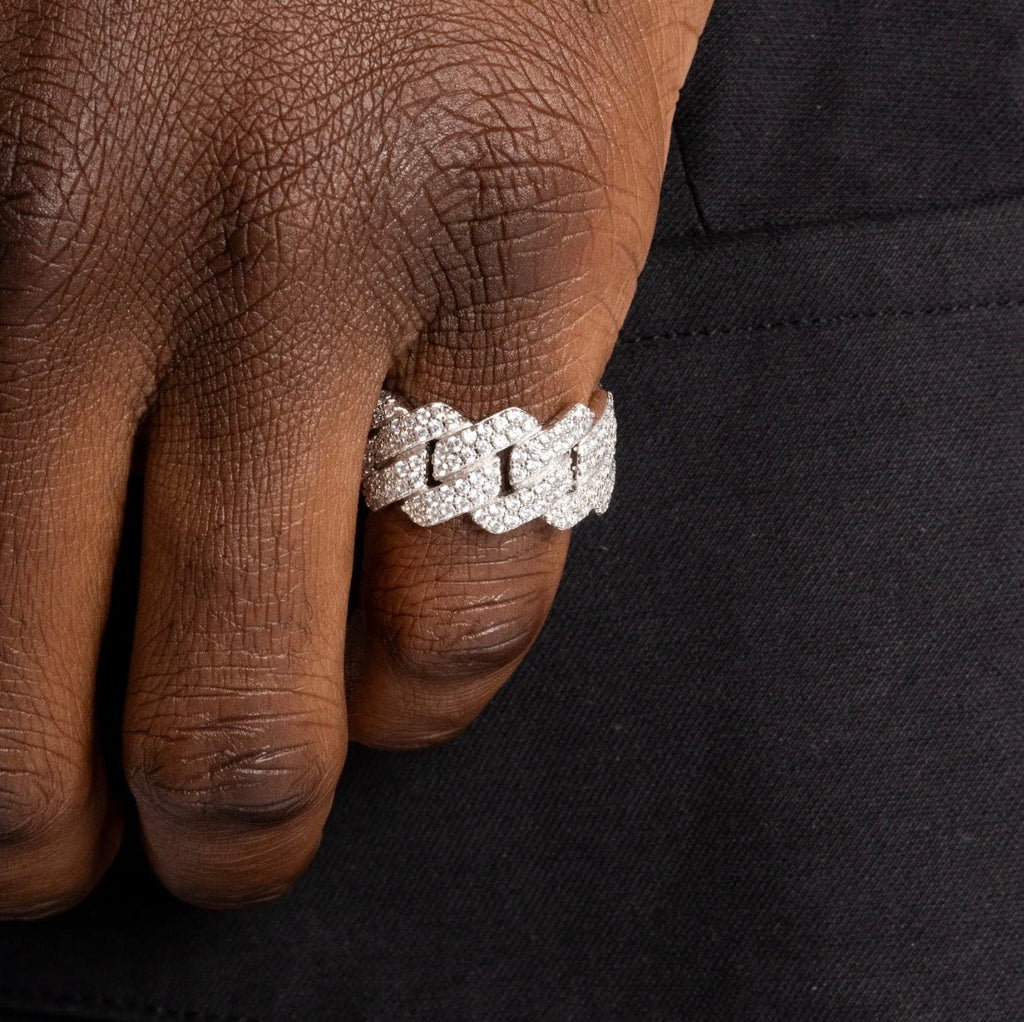 Prong Cuban Ring (White Gold) image 1