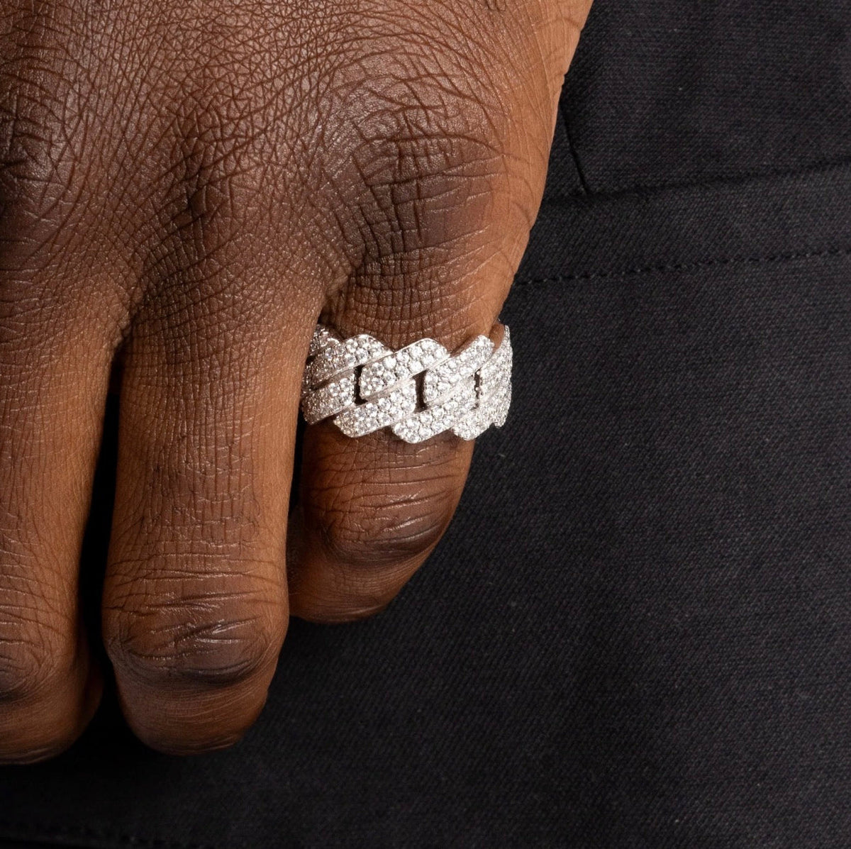 Prong Cuban Ring (White Gold) image 1