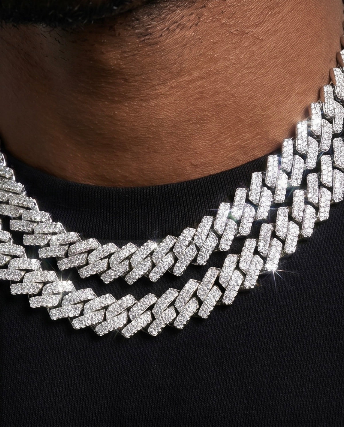 Buy the Cuban Link + Get 2 Pieces Free | WHITE GOLD[br] EVERYTHING BELOW IS INCLUDED: [br] Cuban Link Chain[br] Tennis Chain [br] Kingdom Built Presidential Watch [br](CZ Stones & 18k White Gold Plated)[br] 10MM image 2