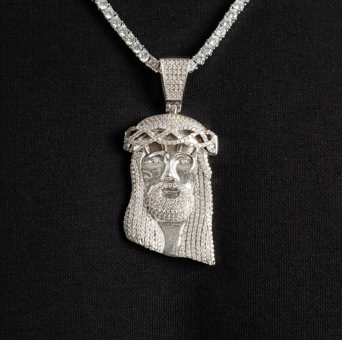 Kingdom Tennis Chain + FREE Jesus Pendant  (White Gold) image 1