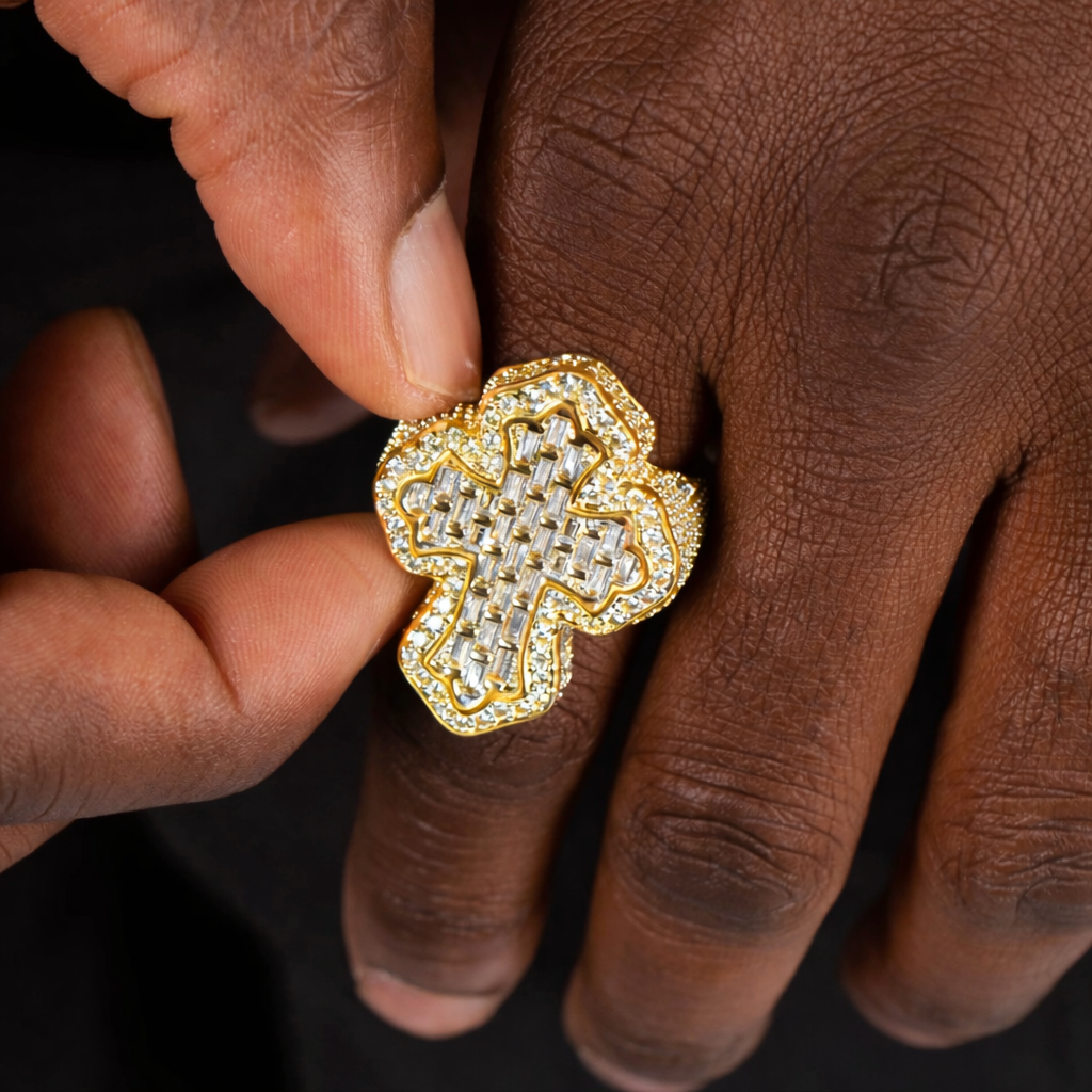 Baguette Cross Ring (Gold)