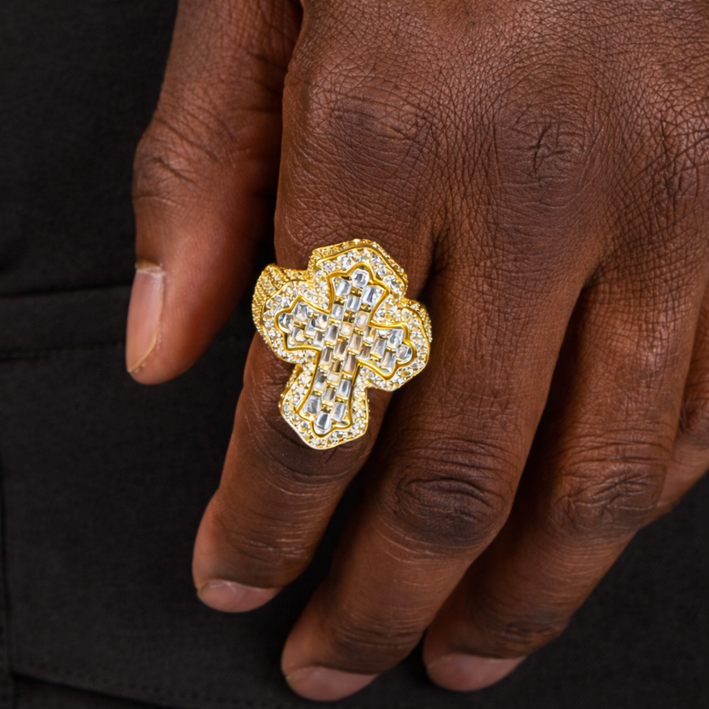 Baguette Cross Ring (Gold)