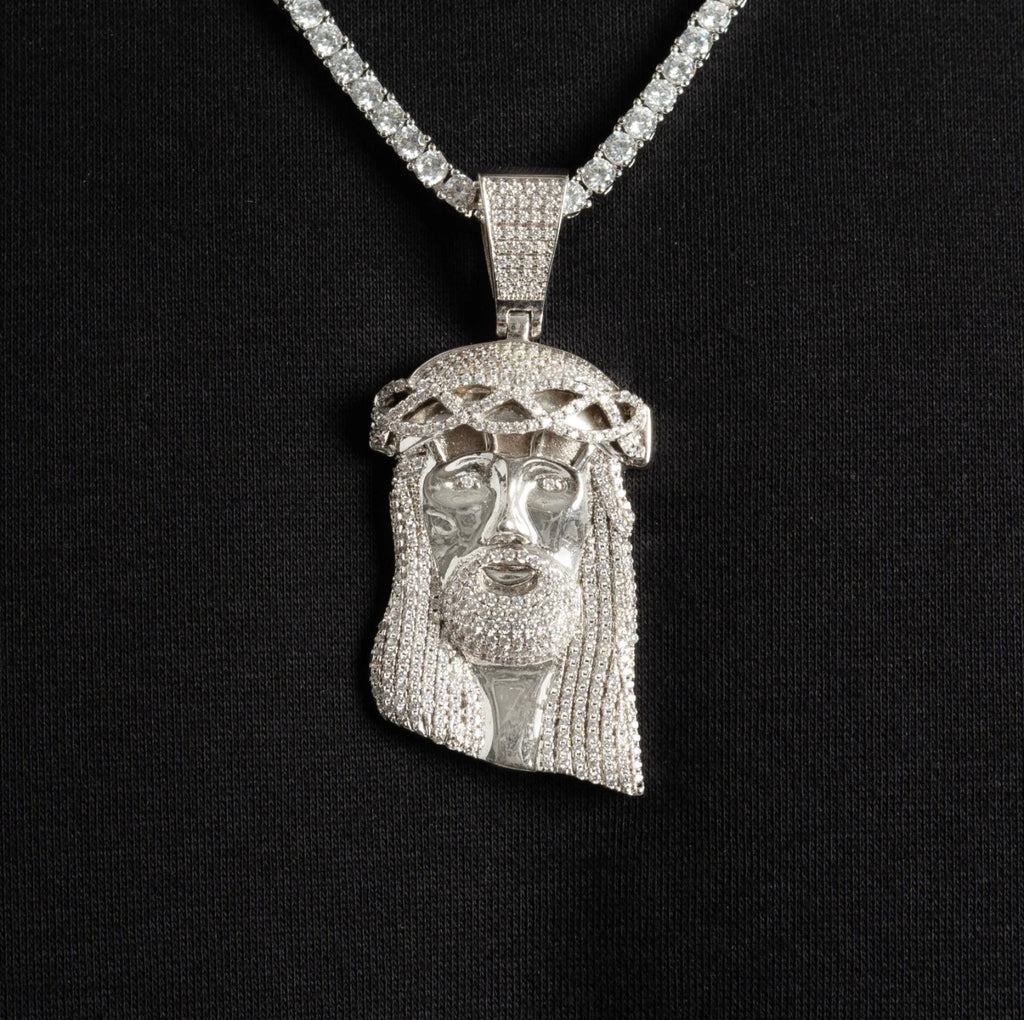 White Gold Jesus Piece Pendant