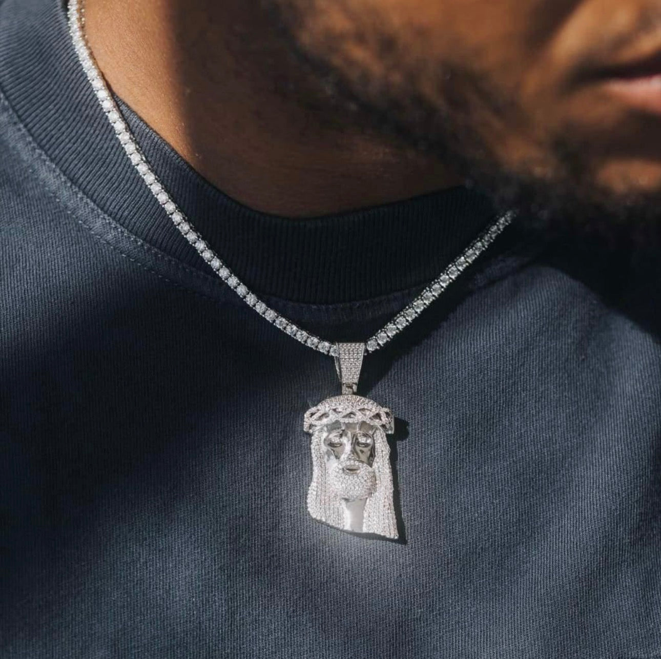 White Gold Jesus Piece Pendant