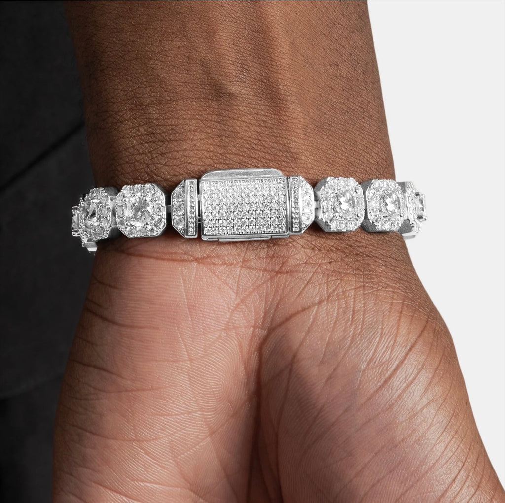 Clustered Tennis Bracelet White Gold