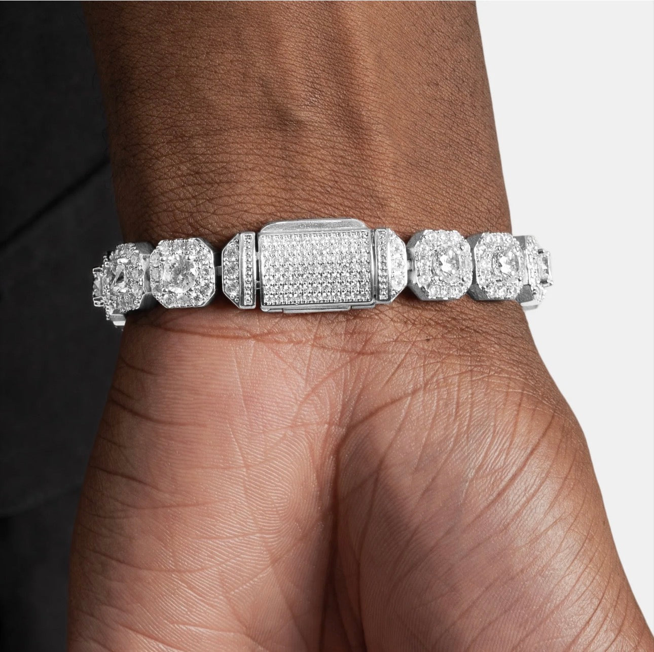 Clustered Tennis Bracelet White Gold