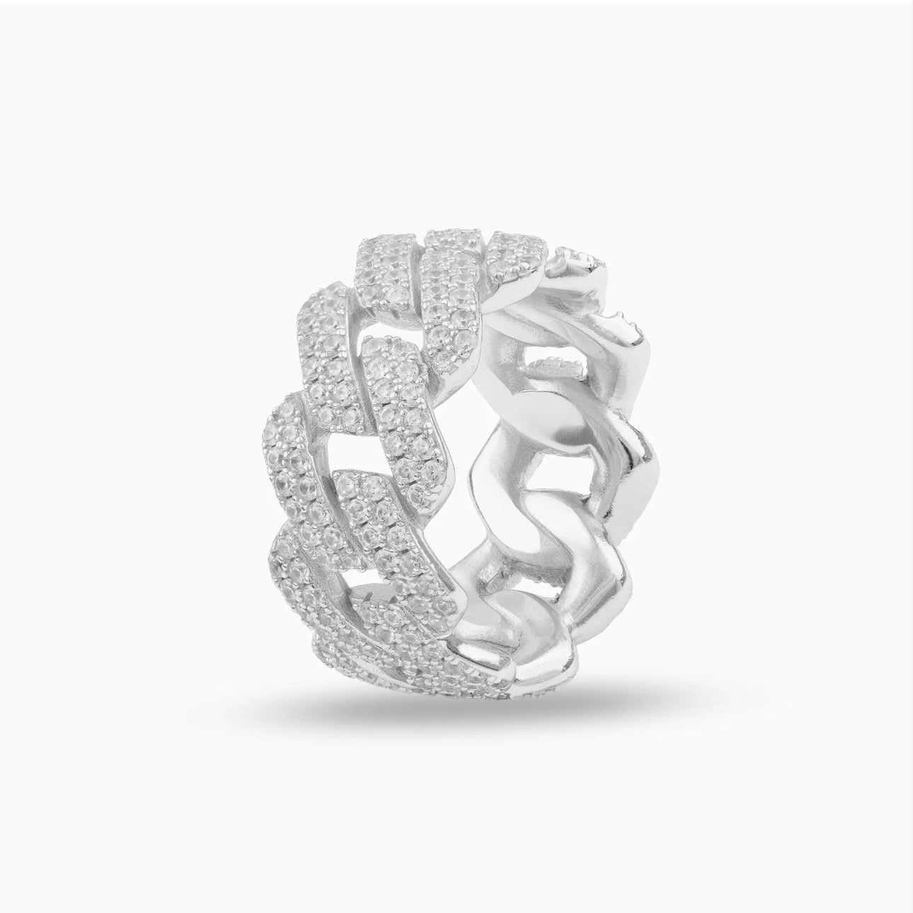 Prong Cuban Ring (White Gold)