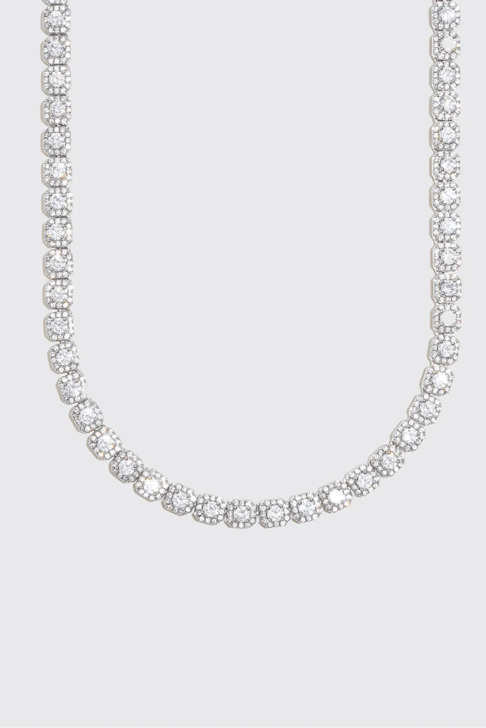 Clustered Tennis Chain (White Gold)