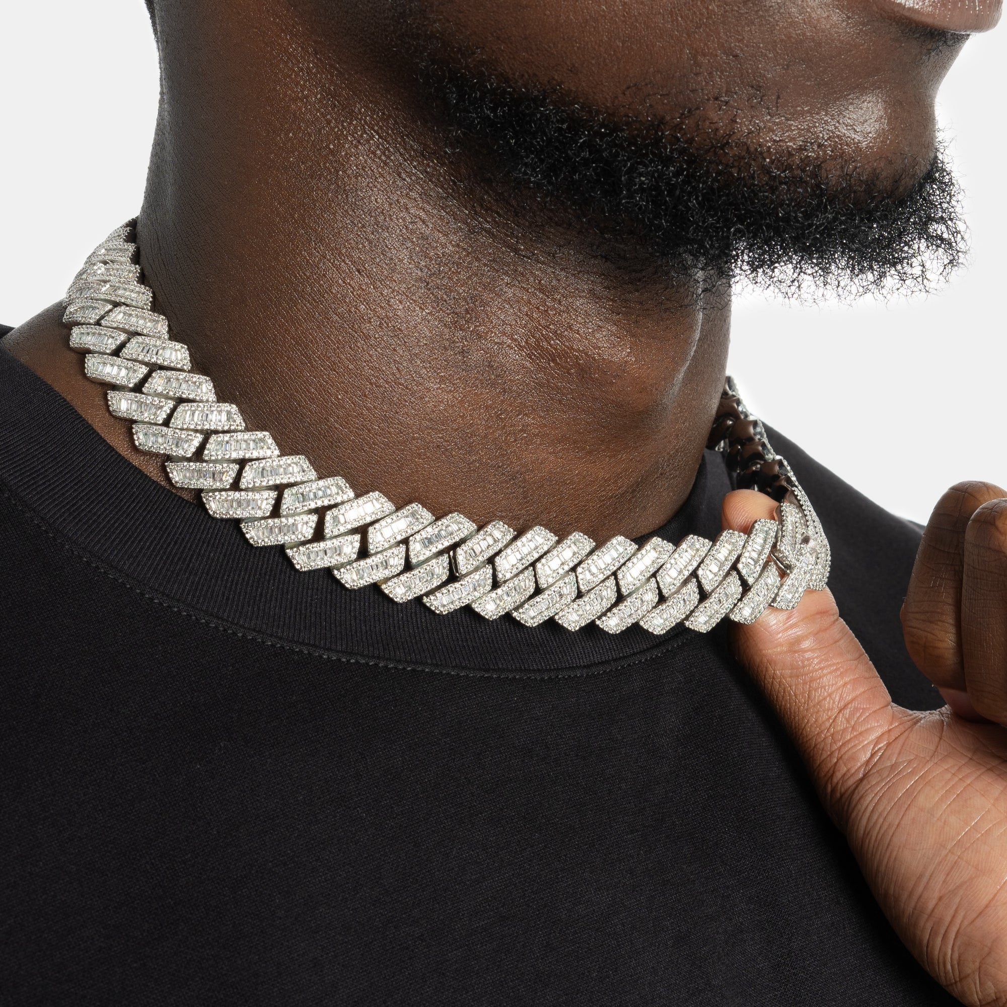 Baguette Kingdom Cuban Link ( White Gold)