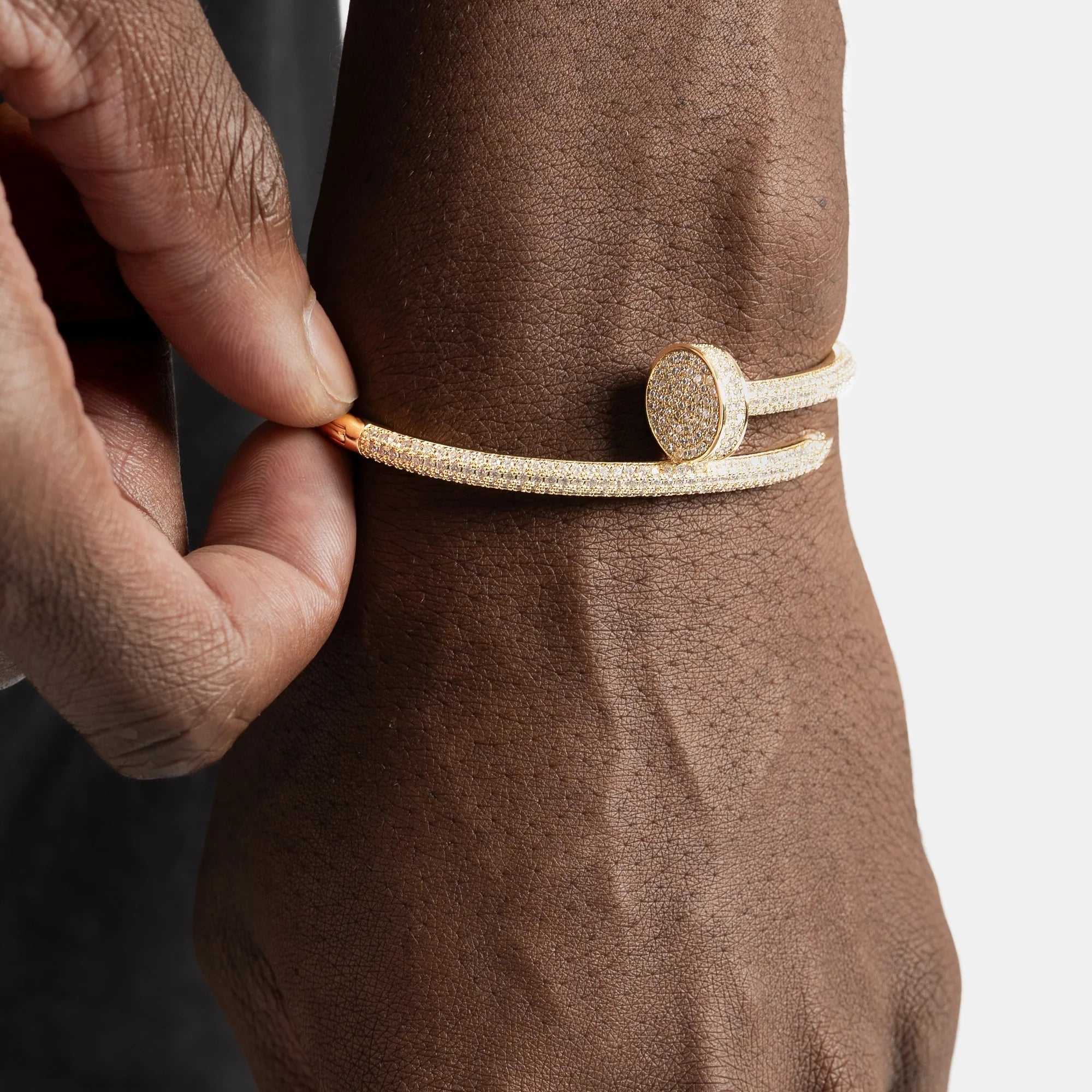 Fully Iced Nail Bracelet (Gold)