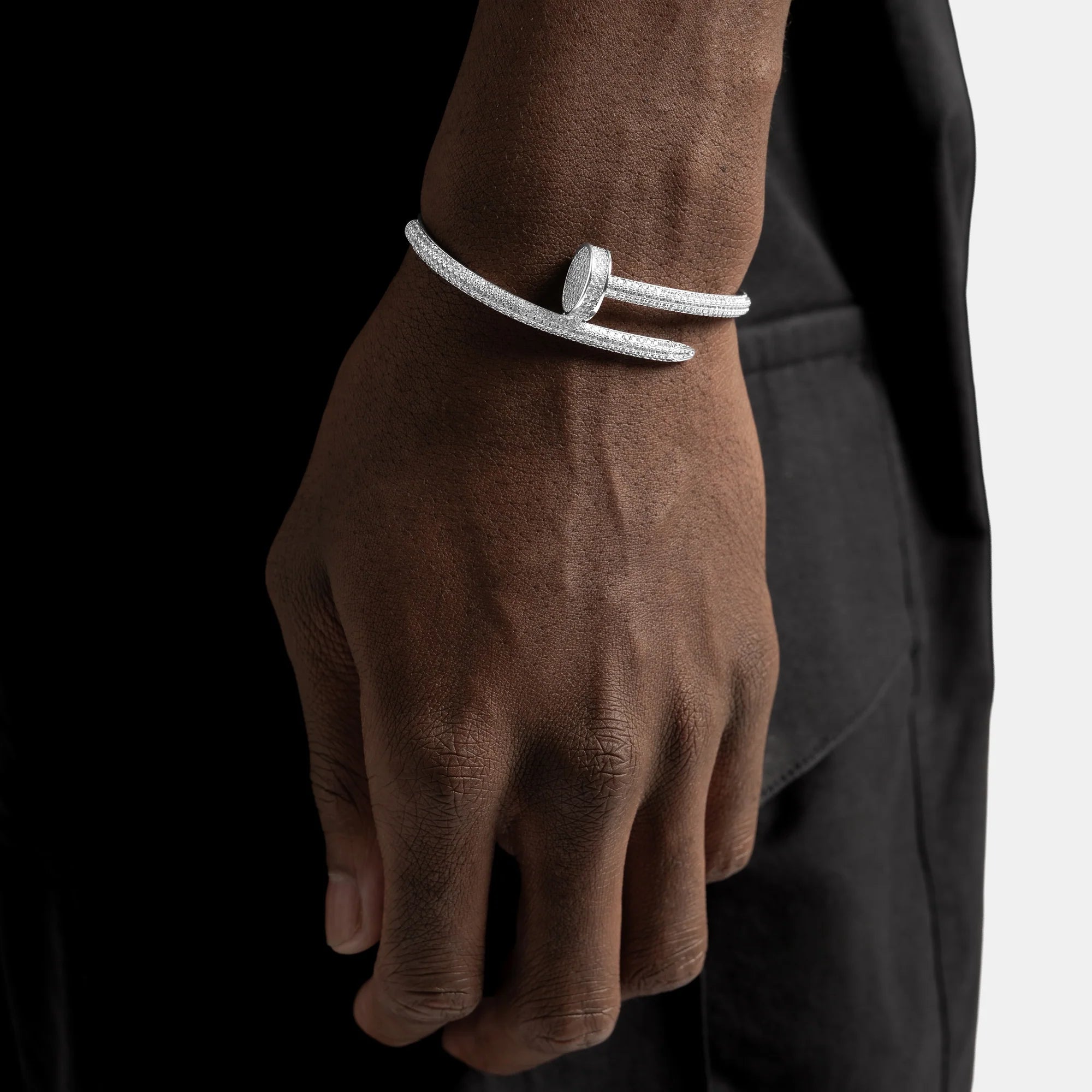 Fully Iced Nail Bracelet (White Gold)