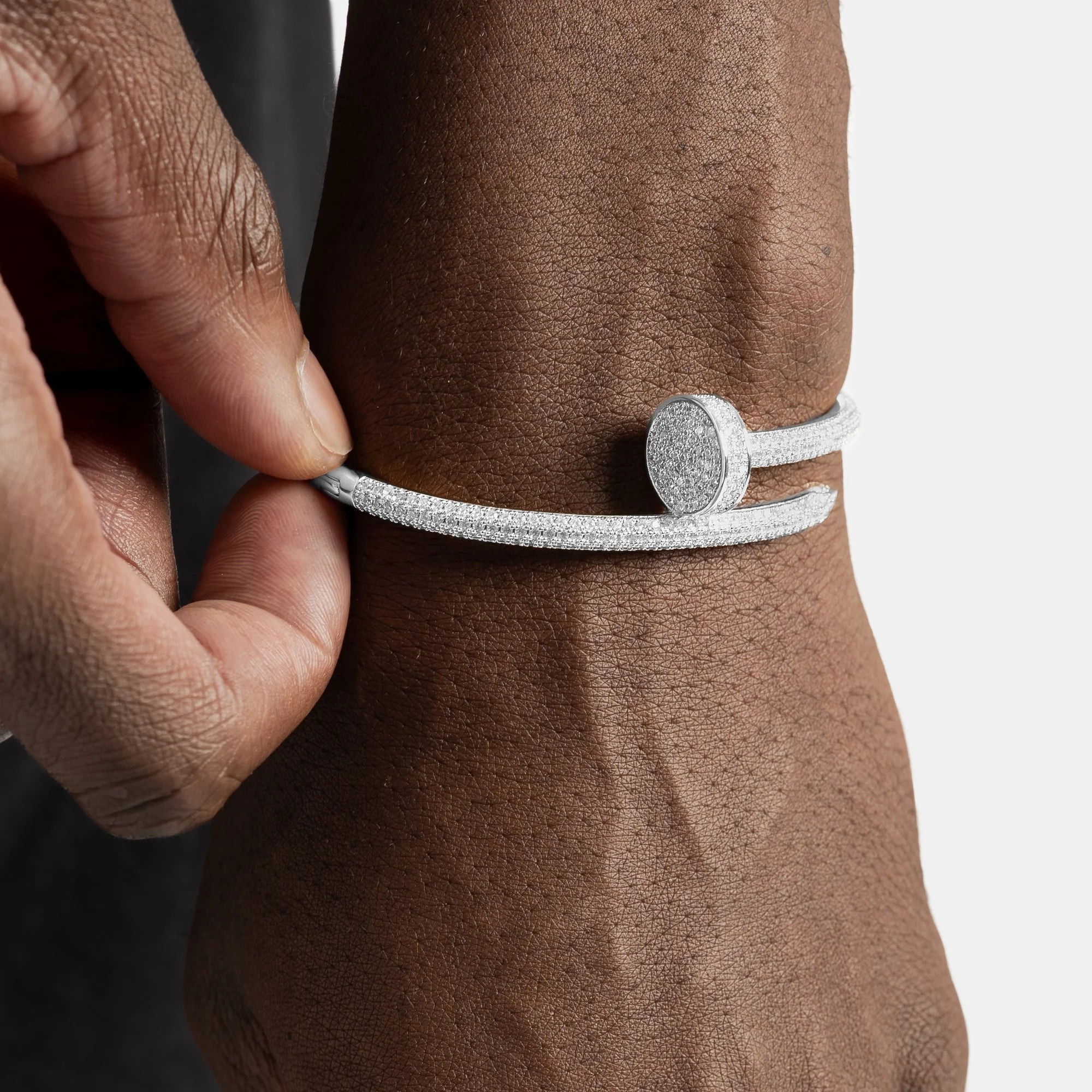 Fully Iced Nail Bracelet (White Gold)