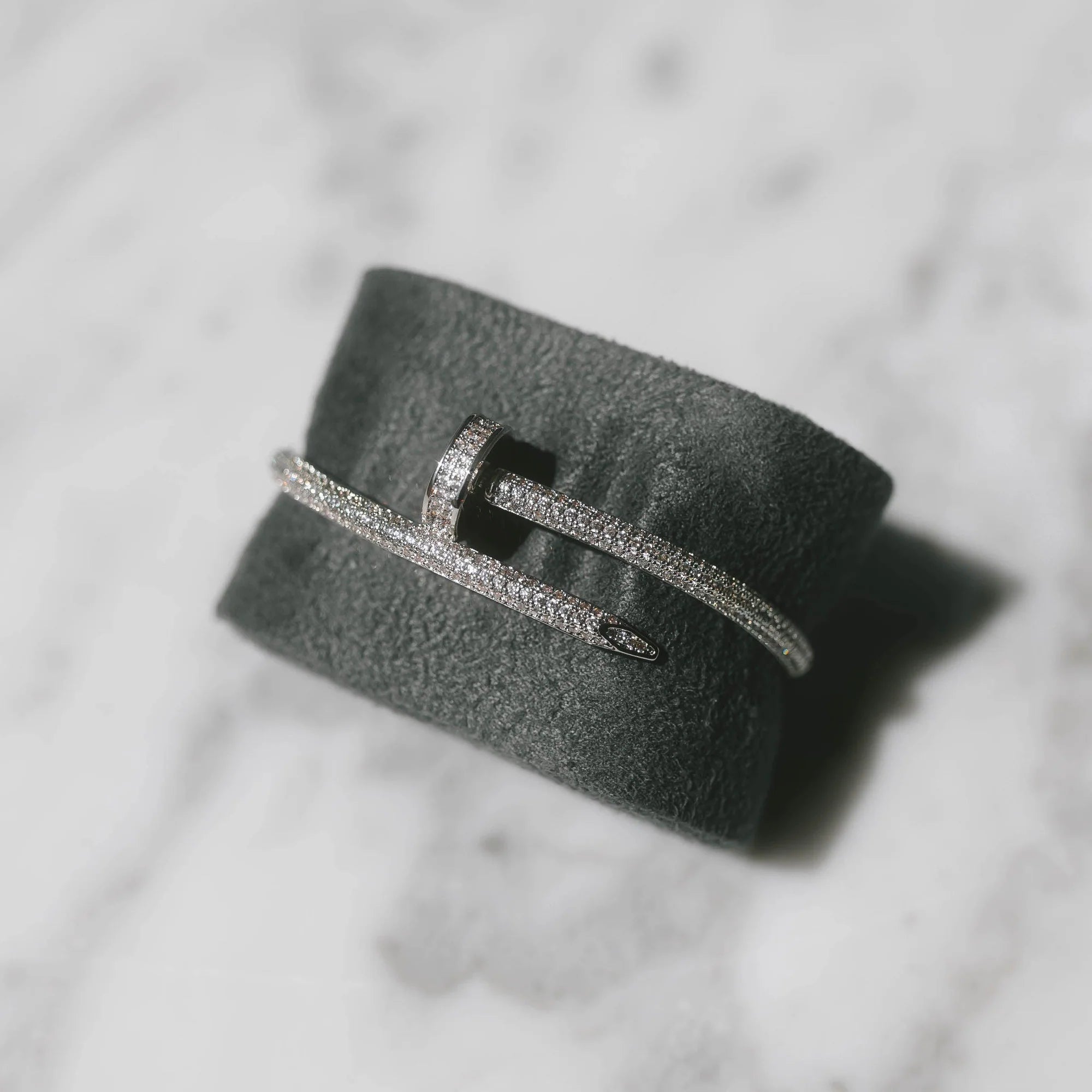 Fully Iced Nail Bracelet (White Gold)