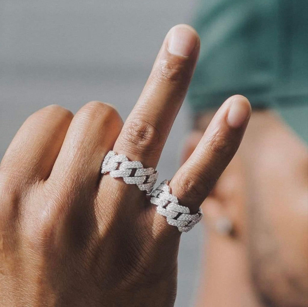 Prong Cuban Ring (White Gold) image 3