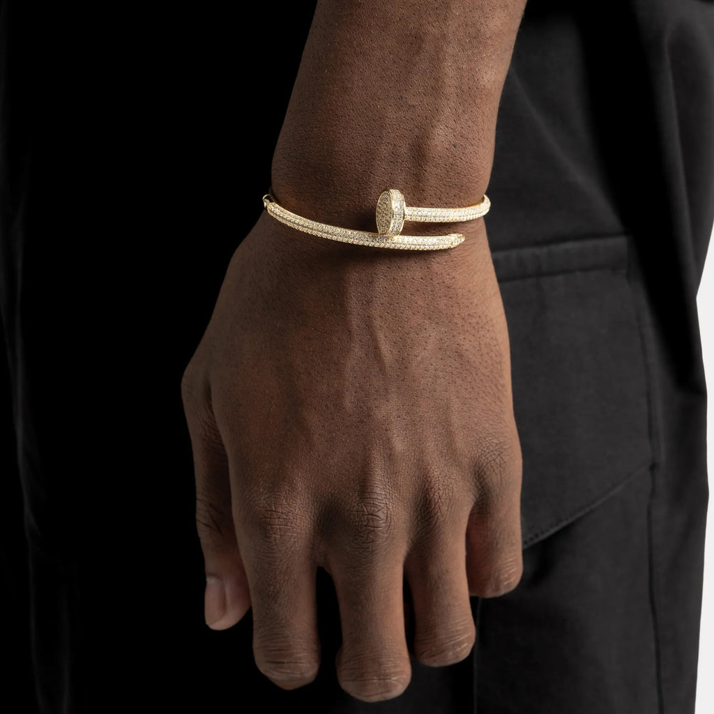 Fully Iced Nail Bracelet (Gold) image 1