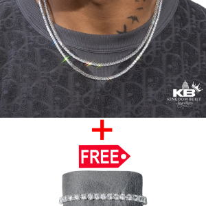 free kingdom tennis chain + bracelet set (white gold)