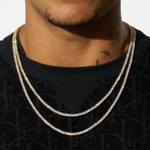 free kingdom tennis chain + bracelet set (gold)