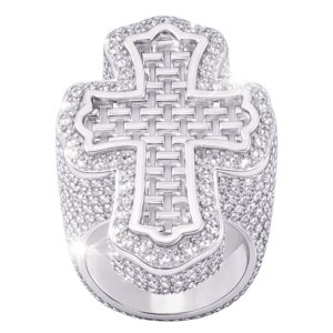 baguette cross ring (white gold)