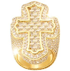 baguette cross ring (gold)