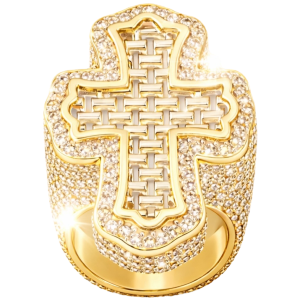 baguette cross ring (gold)