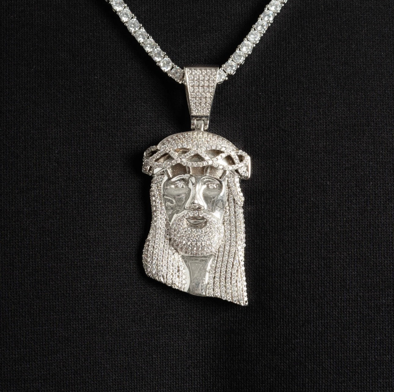 kingdom tennis chain + free jesus pendant (white gold) kingdom tennis chain + free jesus pendant (white gold)