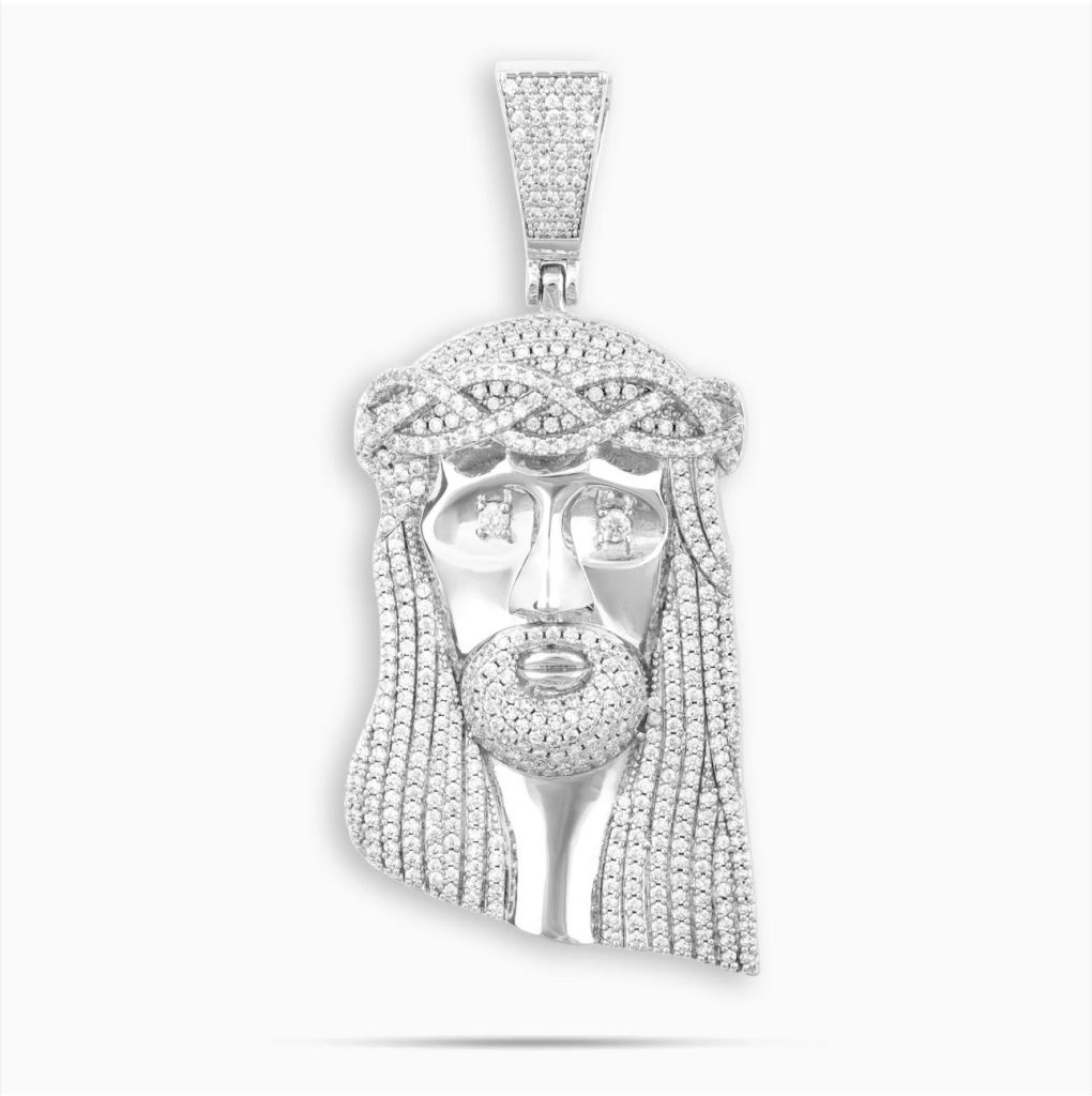 kingdom tennis chain + free jesus pendant (white gold)