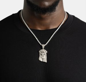 kingdom tennis chain + free jesus pendant (white gold)