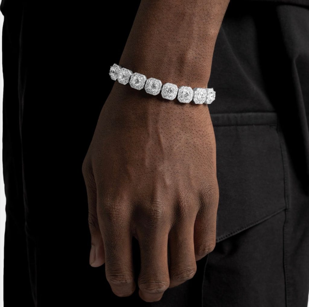clustered tennis bracelet white gold