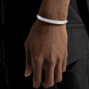 iced band bracelet (white gold)