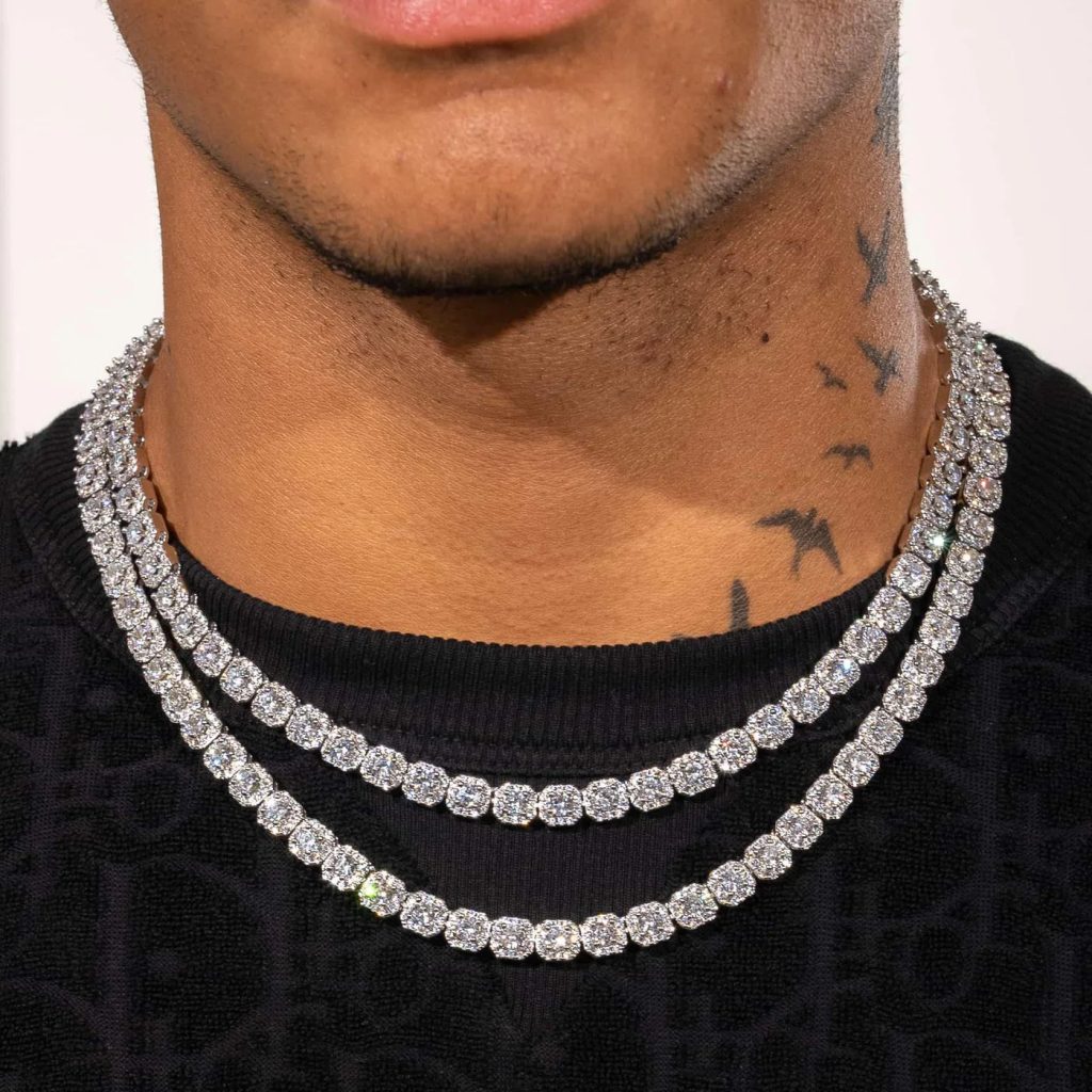CHAINS clustered tennis chain (white gold)
