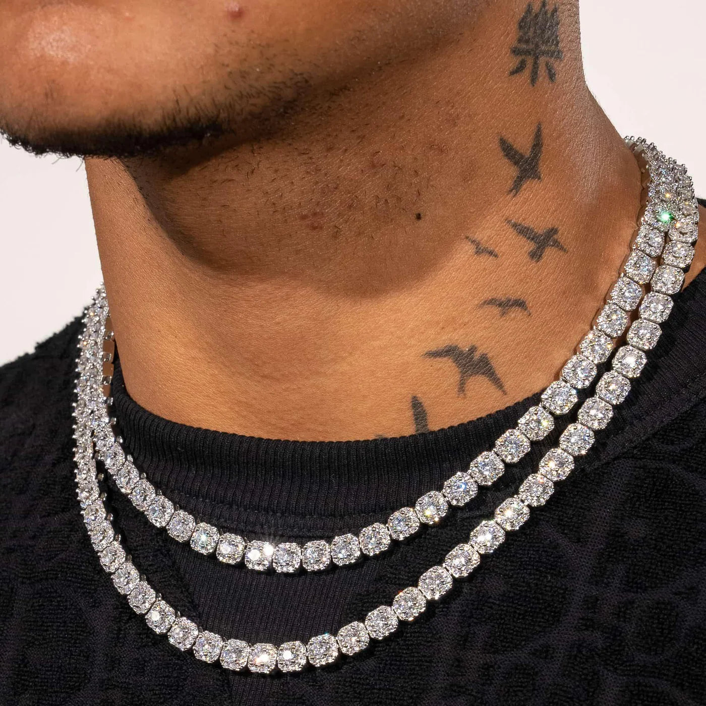 clustered tennis chain (white gold) clustered tennis chain (white gold)