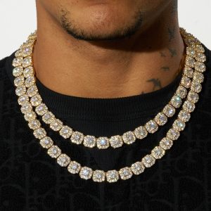 clustered tennis chain (gold)