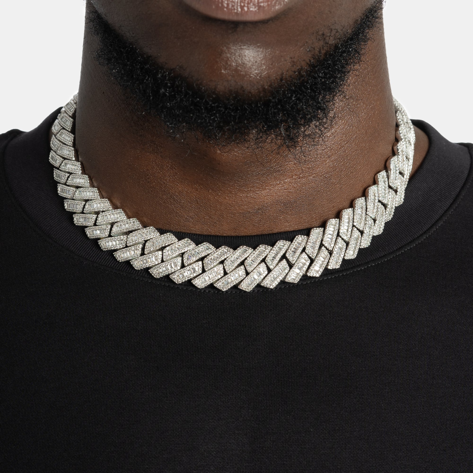 baguette kingdom cuban link ( white gold) baguette kingdom cuban link ( white gold)
